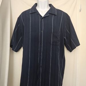 Navy Striped Short Sleeve Shirt